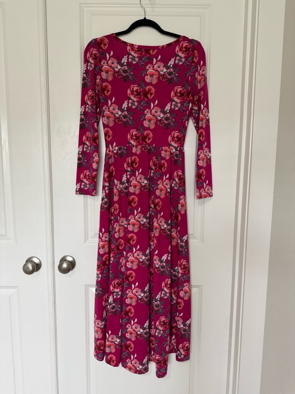 LuLaRoe Magenta Floral Long Sleeve Maxi Dress - Picture 3 of 3